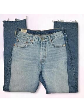 Levi’s 501 Patchwork Jeans Y2K Grunge Straight Leg W28 L30